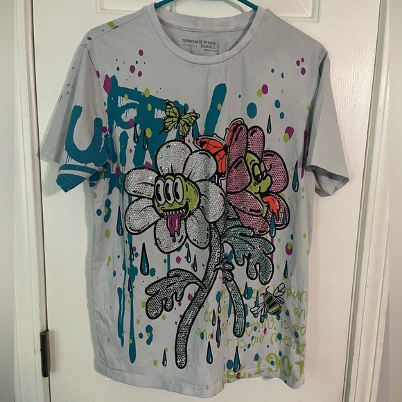 Smoke Rise Daisy Graffiti Men's embellished tshirt size small - Picture 2 of 6